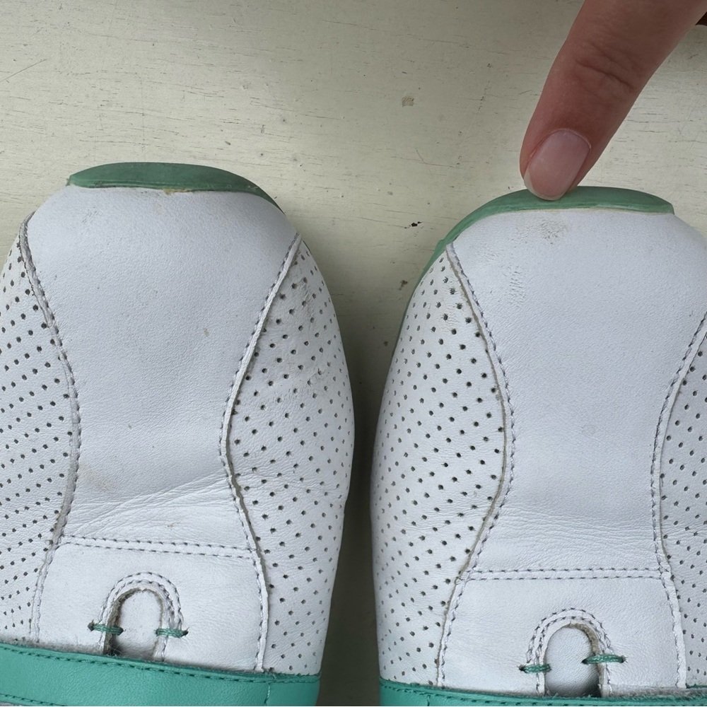 Lacoste Women’s White &Teal Perforated Preppy Y2K Sneakers Sz 9 Collegiate Prep - Picture 8 of 10